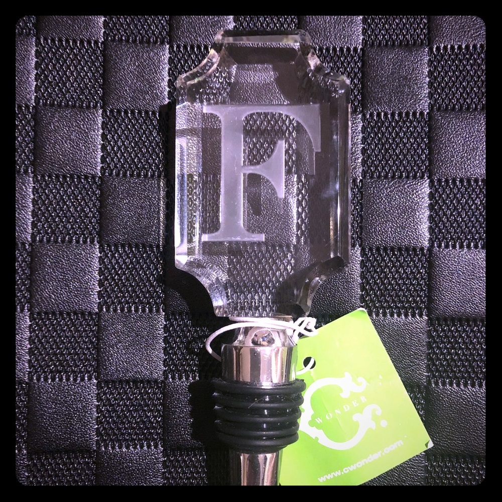 F CWonder crystal initial monogram wine stopper